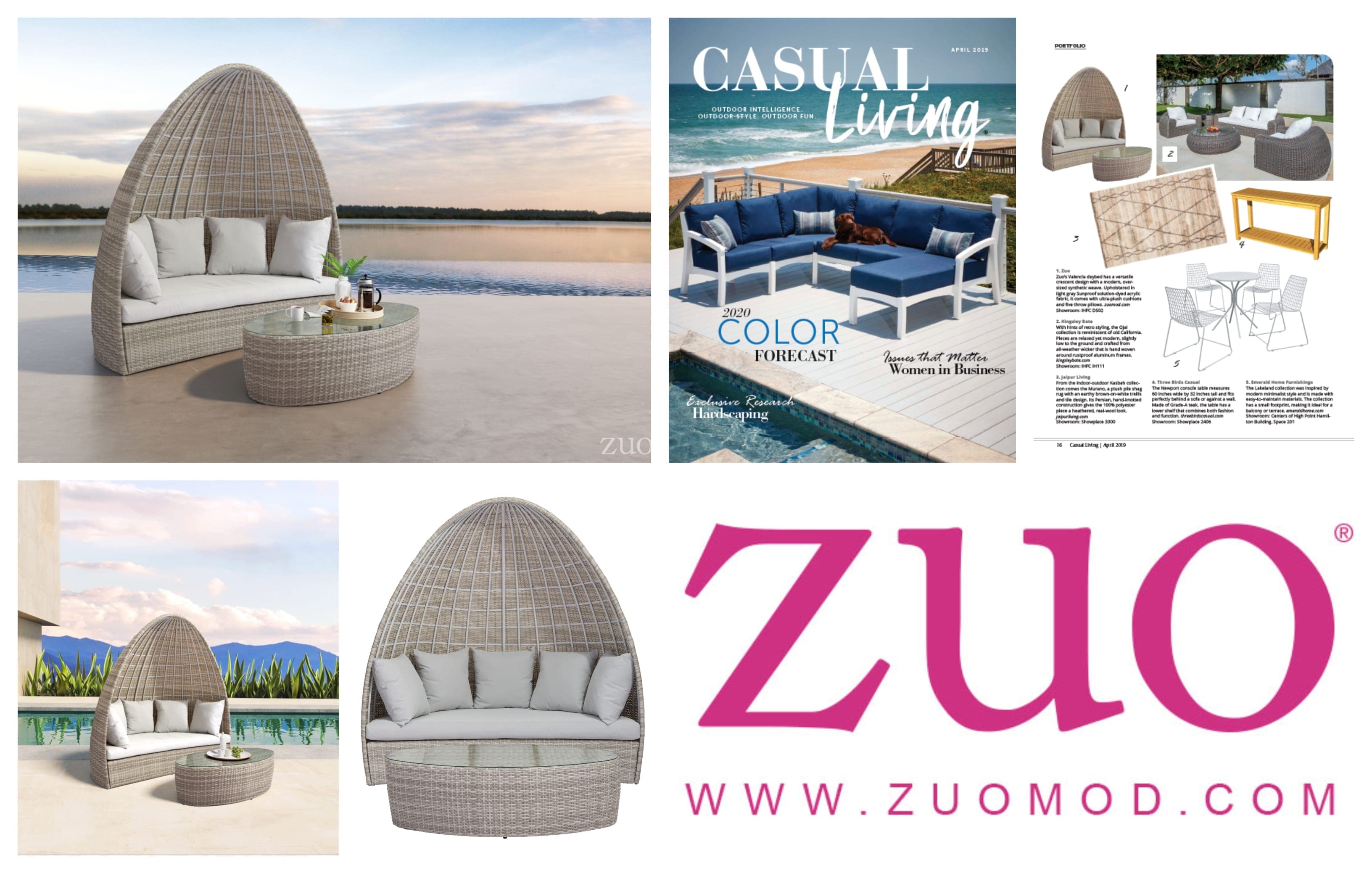 Casual Living features ZUO's new Valencia Daybed in April 2019 issue